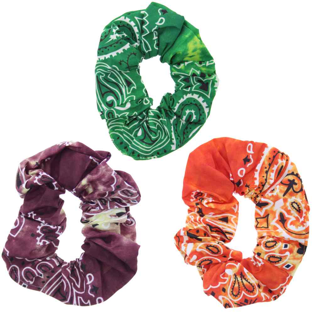 Zac's Alter Ego - Acid Wash Paisley Hair scrunchie - Set of 3 - Multicolours